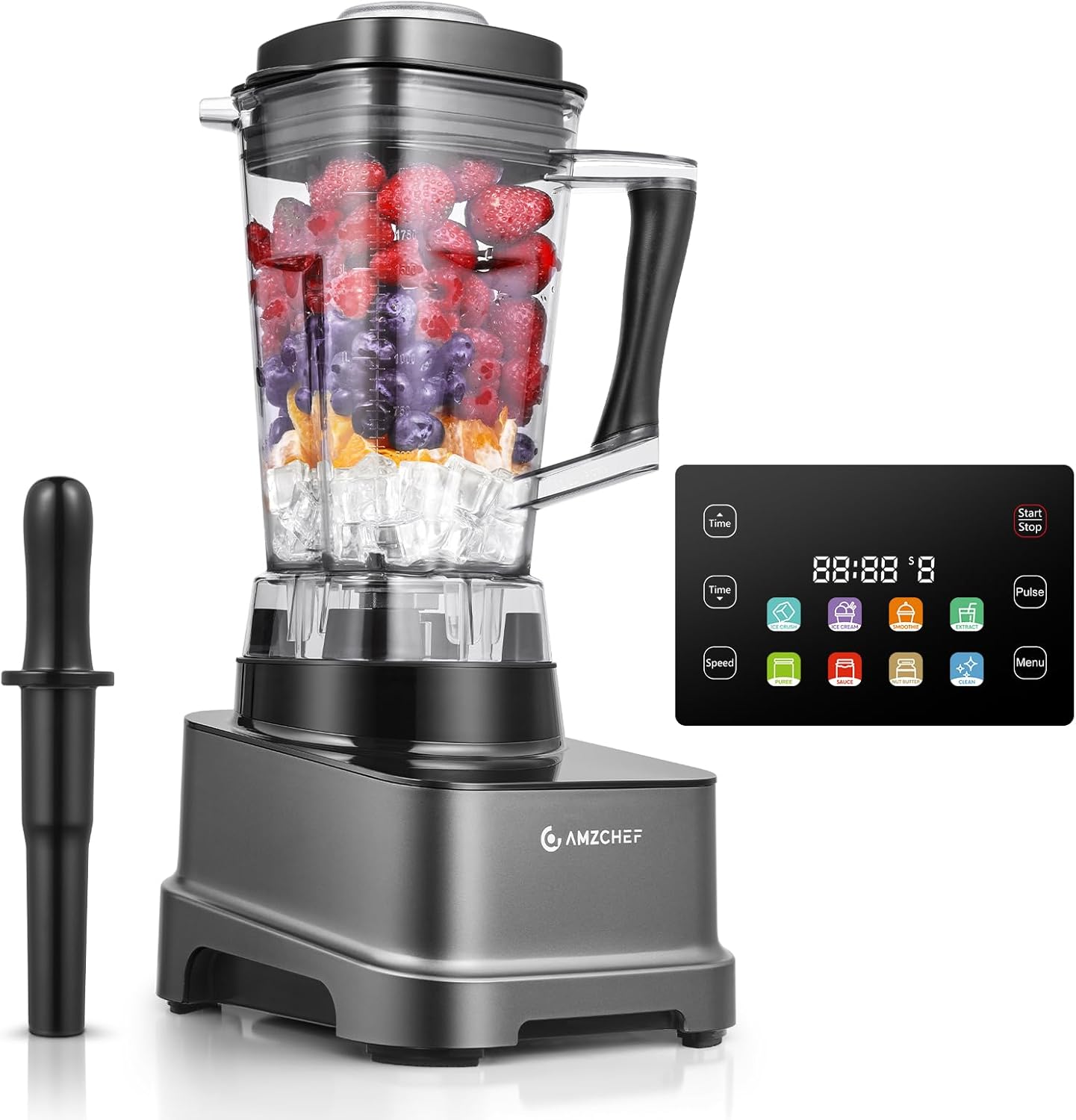AMZCHEF 8-IN-1 2000W Blender: 8 Preset Programs, 10 Speeds