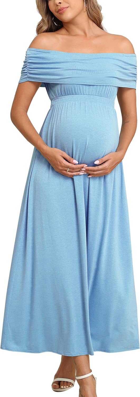 Off The Shoulder Maxi Maternity Dress for Photoshoot Events