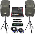 MUSYSIC Portable PA System with 2000W Amp & Dual Wireless Mics