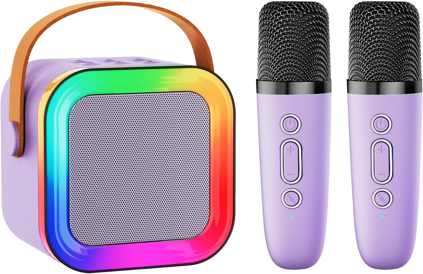 Portable Bluetooth Karaoke Speaker for Kids, 2 Mics - Purple