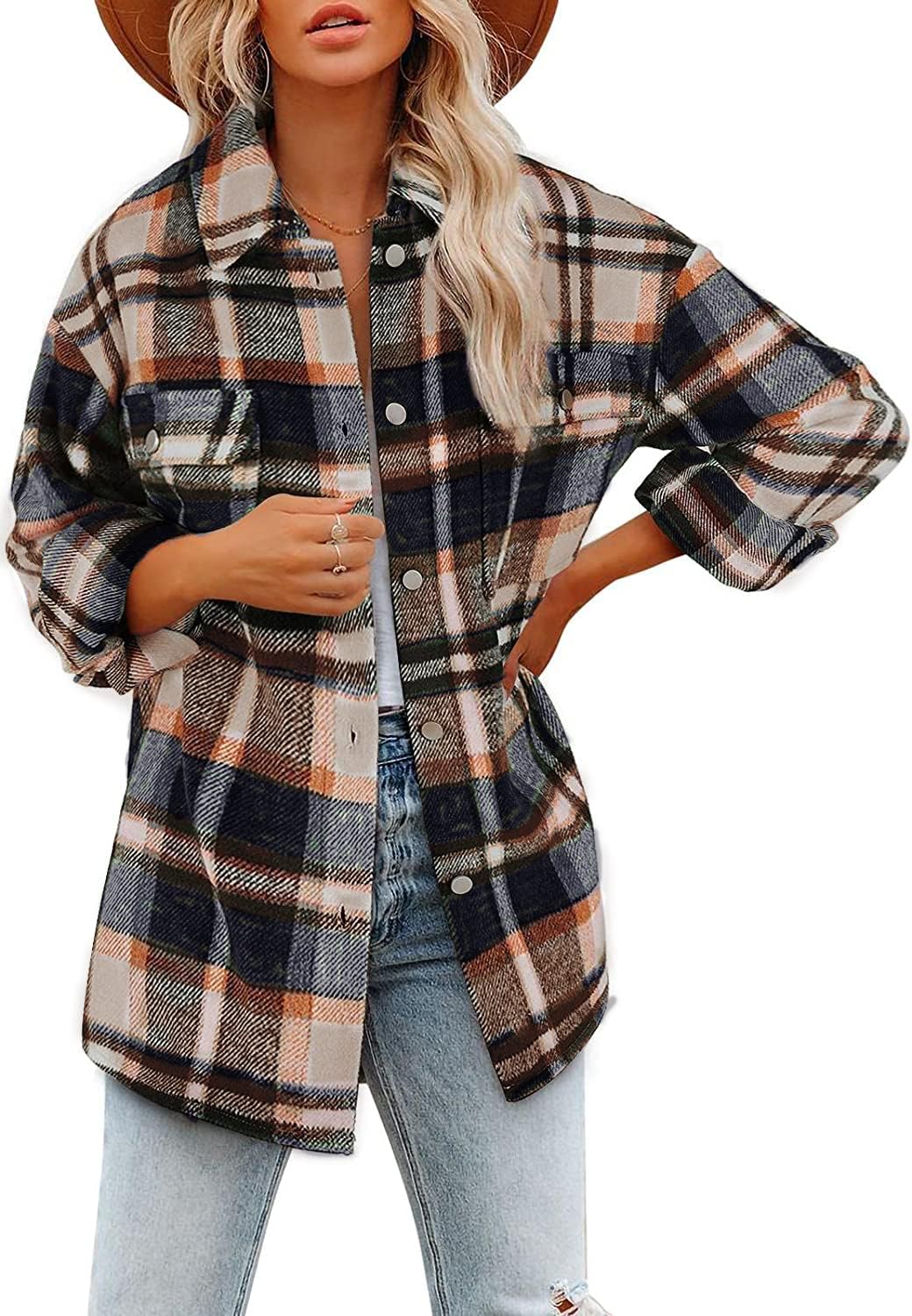 Beaully Women's Flannel Plaid Shacket for Fall Outfits