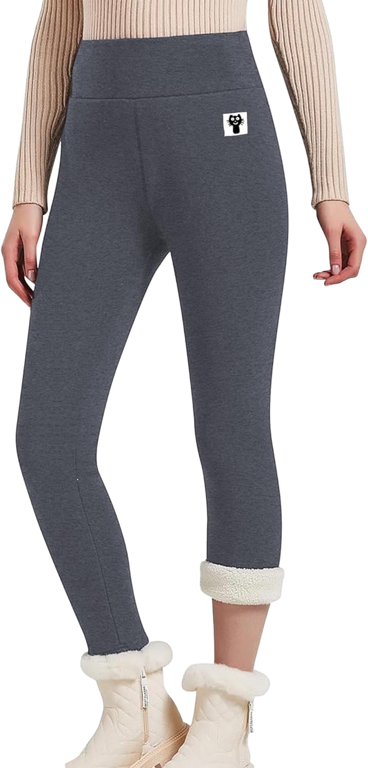 Hixiaohe Women's Casual Sherpa Fleece Lined Warm Leggings