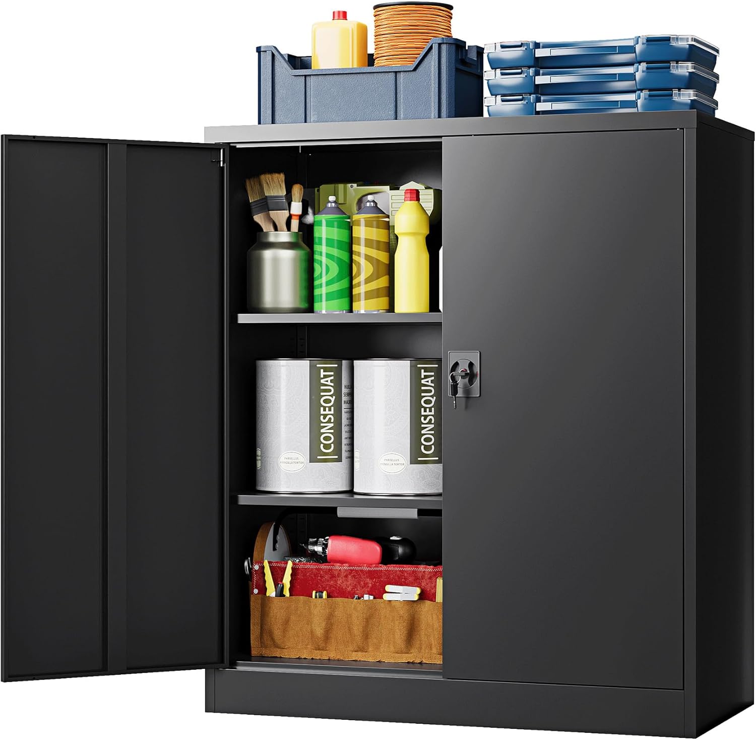 Metal Garage Storage Cabinet with Adjustable Shelves for Security