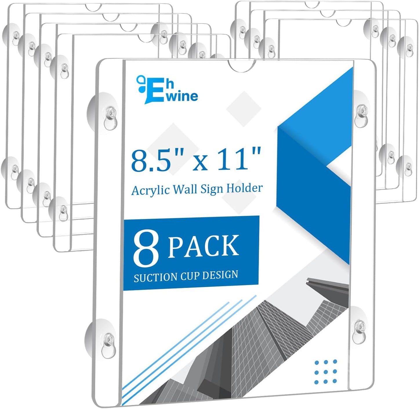 EHWINE 8 Pack Acrylic Window Sign Holder with Suction Cups
