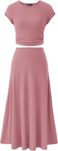 Two Piece Skirt Set for Women 2025 - Dressy Casual Knit Midi Set