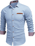 Men's Long-Sleeve Plaid Denim Button Down Shirt - Casual & Work Ready