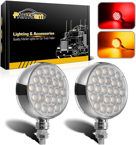 Partsam 2Pcs Double Face Round LED Pedestal Lights for Trailers