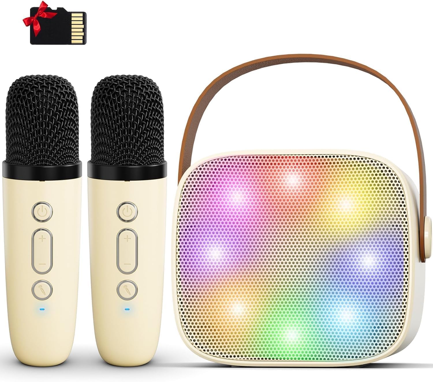 Portable Bluetooth Karaoke Machine for Kids & Adults - 2 Wireless Microphones - Gifts for Family Fun