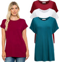 Extra Long Tshirts for Women 3 Pack - Soft Rayon Tunic Tees