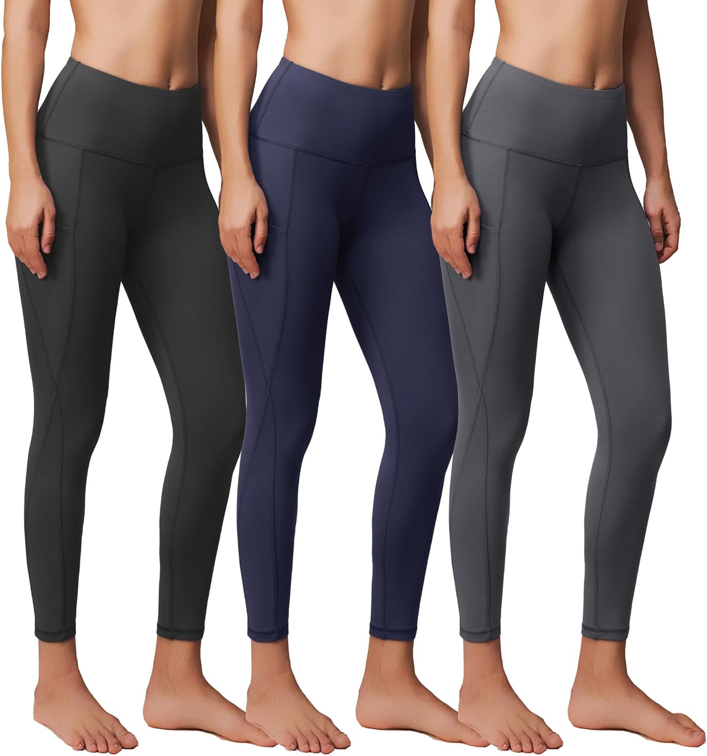 3 Pack Yoga Pants with Pockets for Women - Tummy Control Leggings