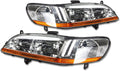 Pair of Headlights Compatible with 98-02 Honda Accord - Chrome/Amber