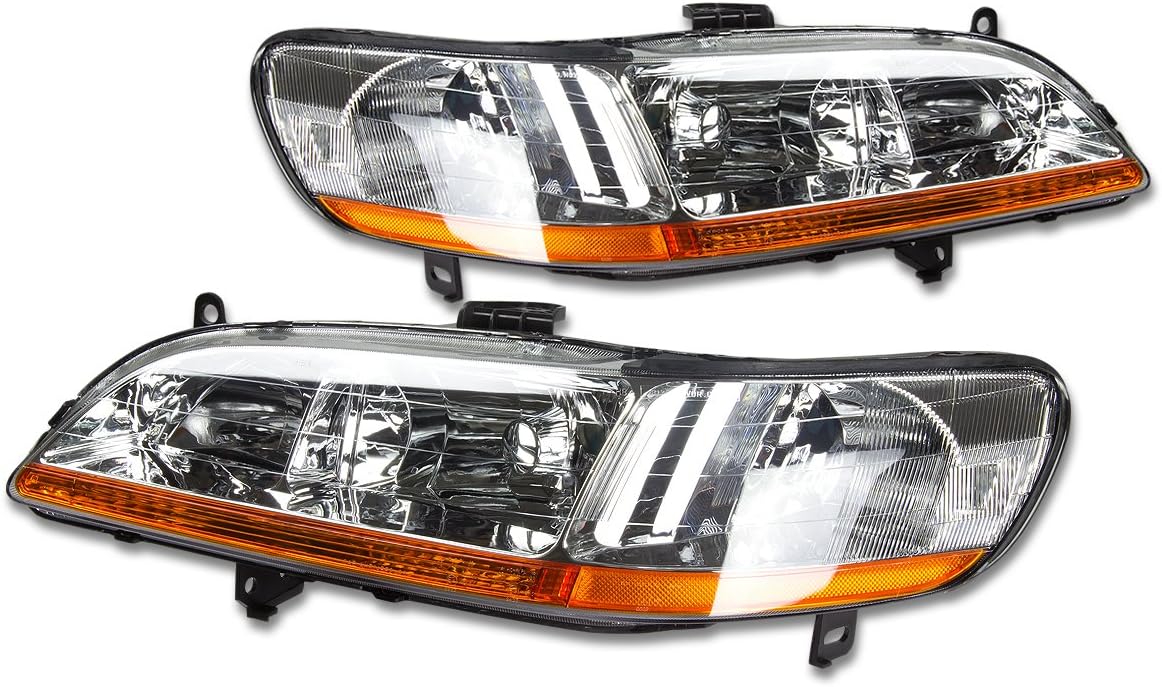 DNA MOTORING Headlights for 98-02 Honda Accord - Chrome/Amber