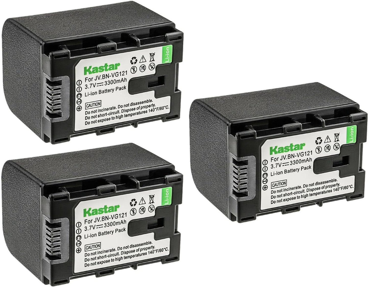 Kastar BN-VG121 Battery 3-Pack for JVC GZ-MS250U and More