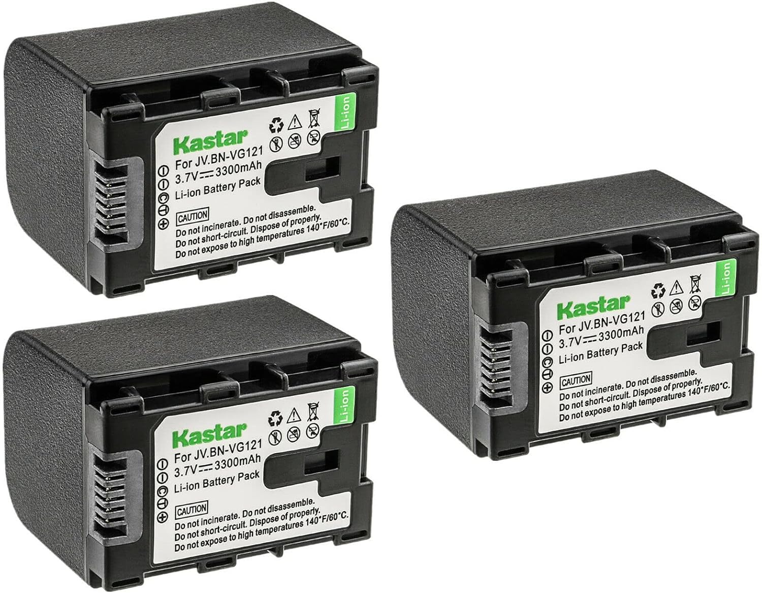 Kastar BN-VG121 Battery 3-Pack for JVC GZ-MS250U and More