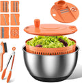 Stainless Steel Salad Spinner Large 3-in-1 Bowl - Durable Prep Tool