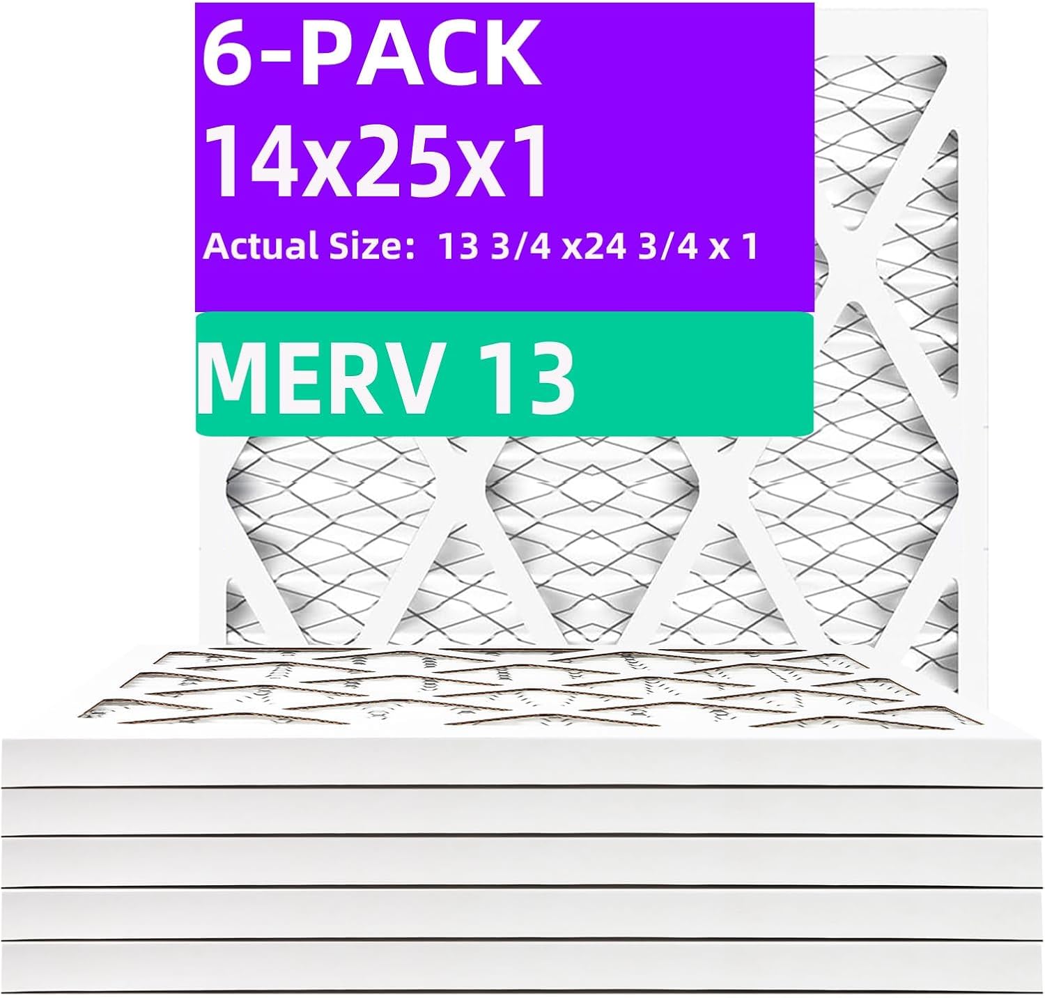 14x25x1 MERV 13 Pleated Air Filter for HVAC Systems