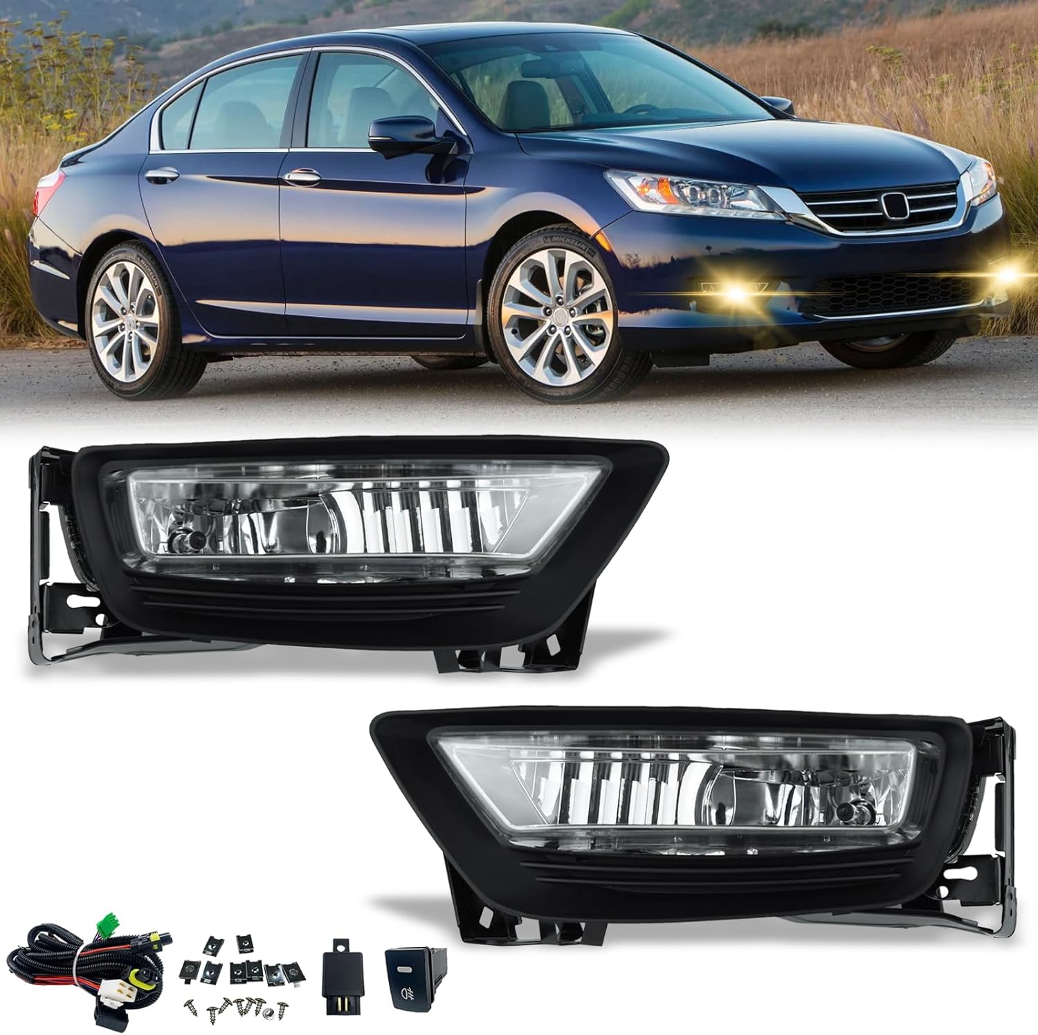 Fog Lights for Honda Accord 2013 2014 2015 Sedan with H11 Bulbs