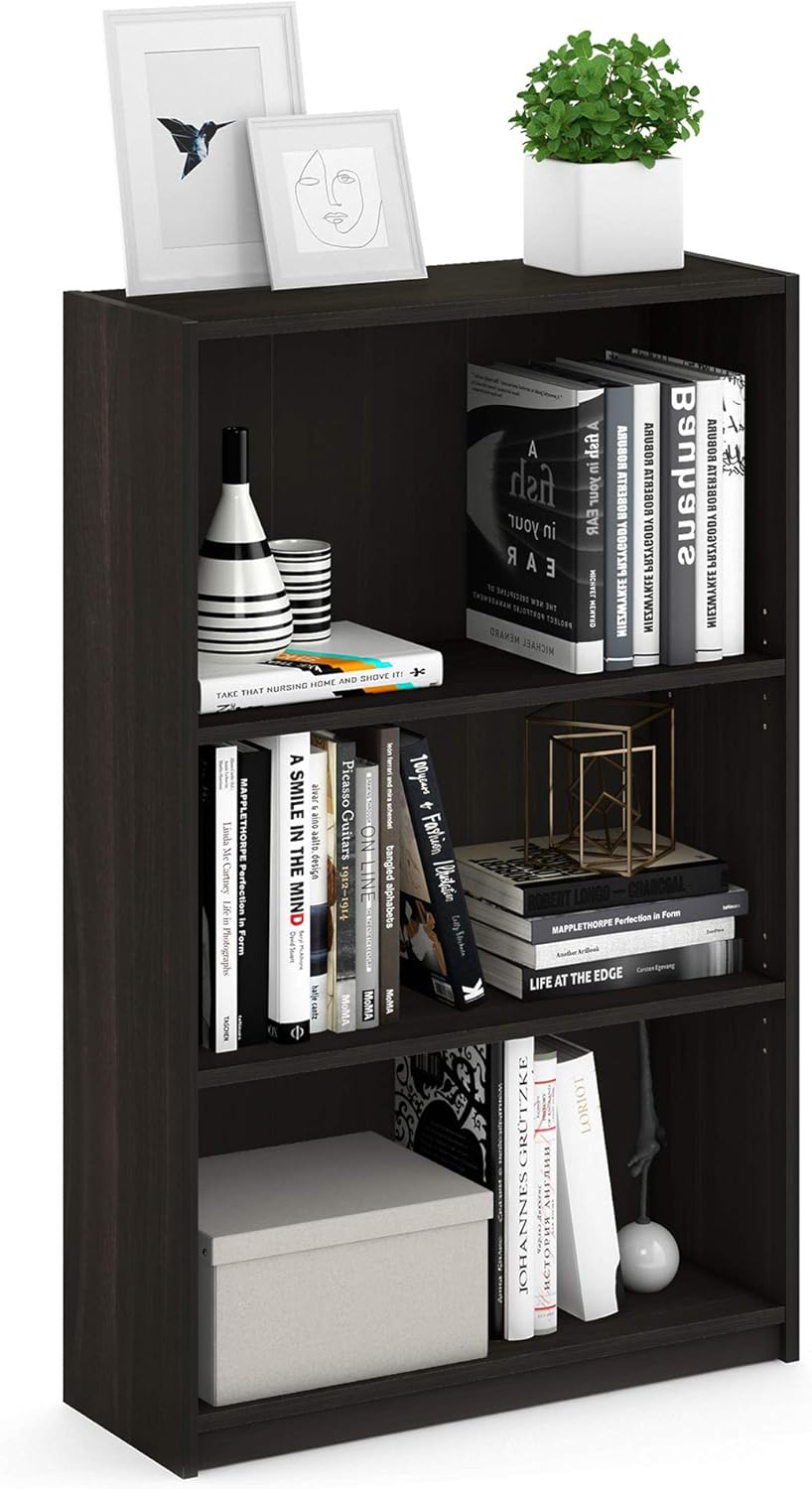 Furinno JAYA 3-Tier Bookshelf with Adjustable Shelves for Home
