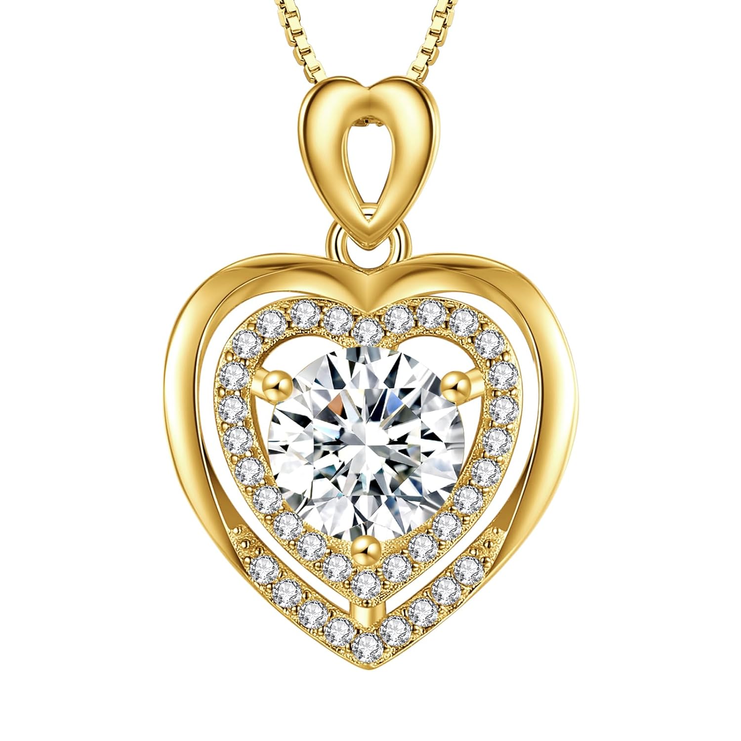Moissanite Necklace for Women, Heart Pendant Jewelry Gift