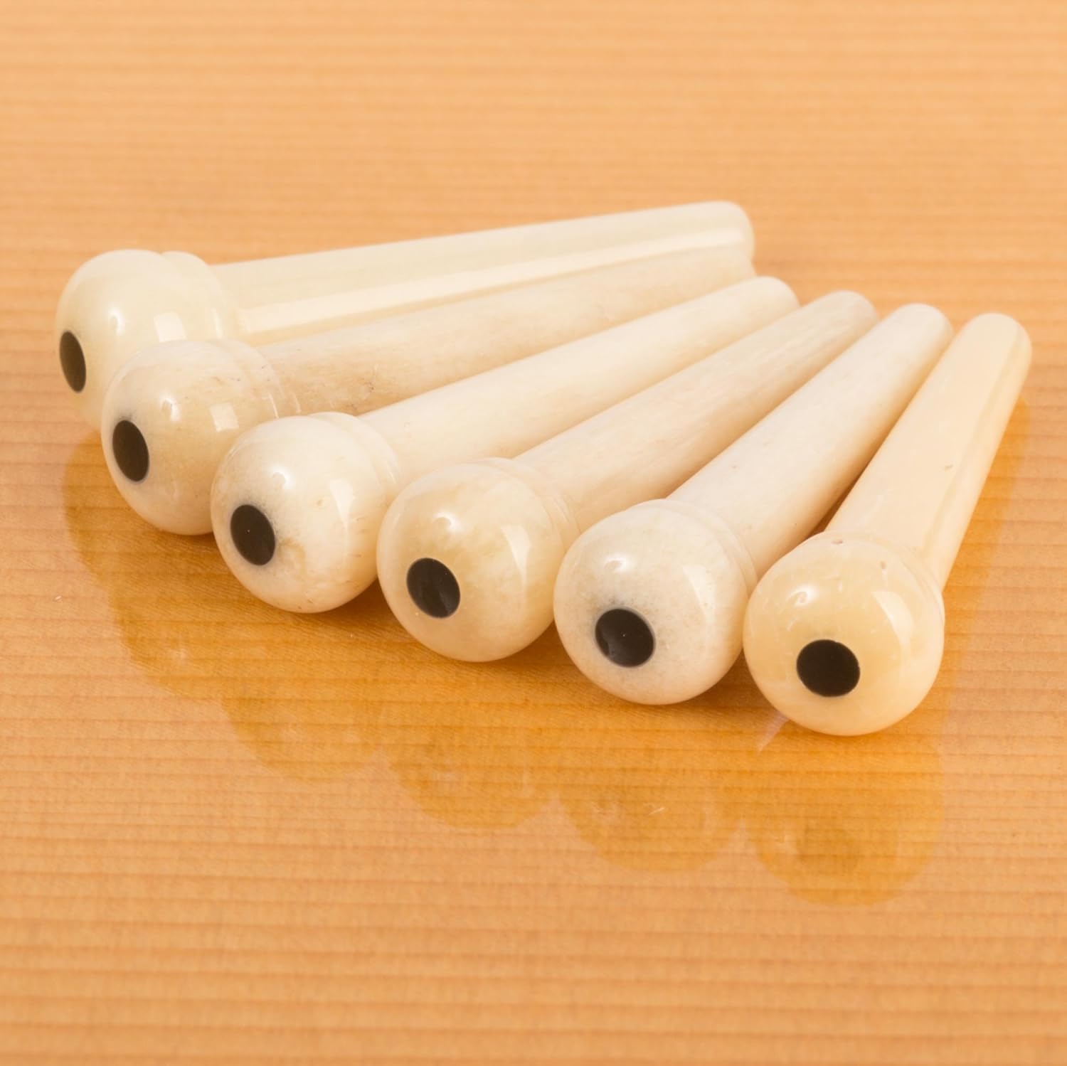 Waverly Bone Guitar Bridge Pins with Black Dot Inlay Set of 6
