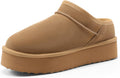 DREAM PAIRS Women's Platform Slippers - Cozy Suede Memory Foam
