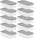 Plastic Storage Containers with Latching Lids, Clear/Grey - Stackable