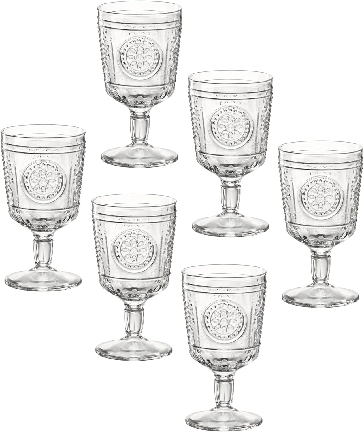 Bormioli Rocco Romantic Stemware Glasses Set of 6 for Elegance