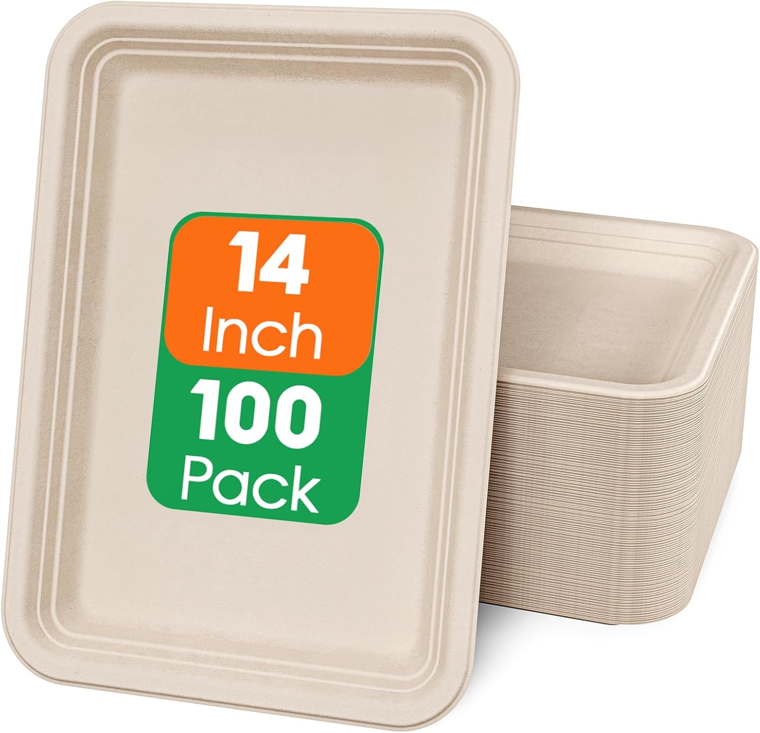 ECOLipak 100 Pack 14 Inch Disposable Food Trays for Parties