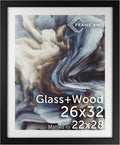 Frame Amo 26x32 Black Solid Wood Poster Frame with White Mat - Gallery