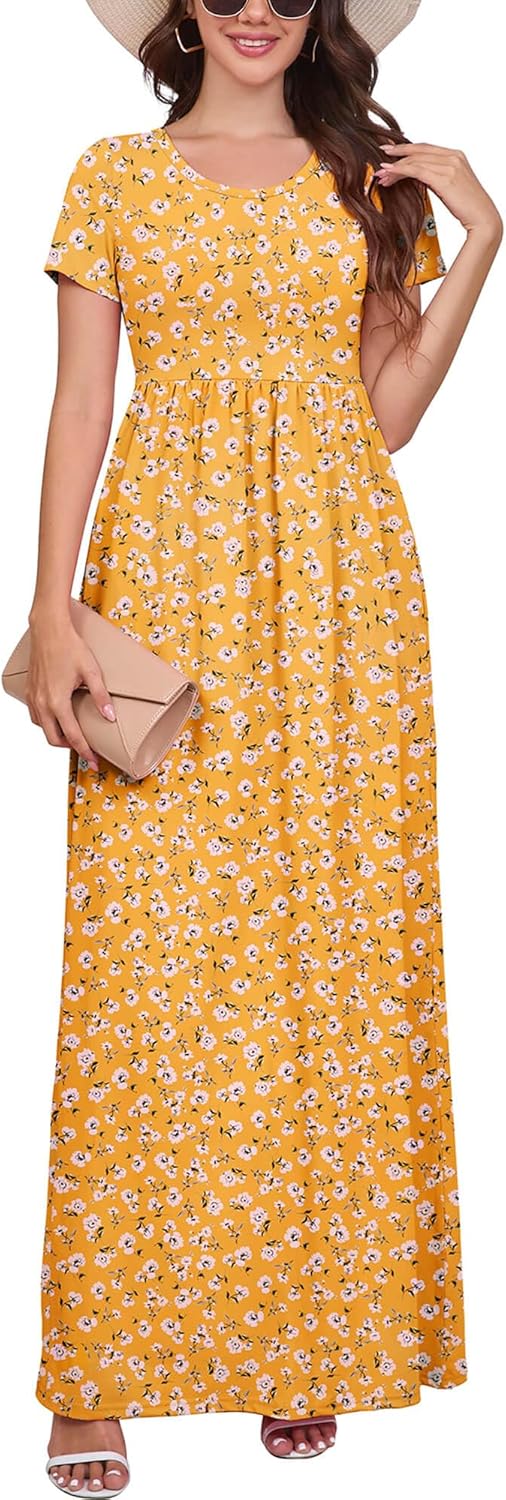 DEARCASE Casual Summer Maxi Dress with Pockets for Women