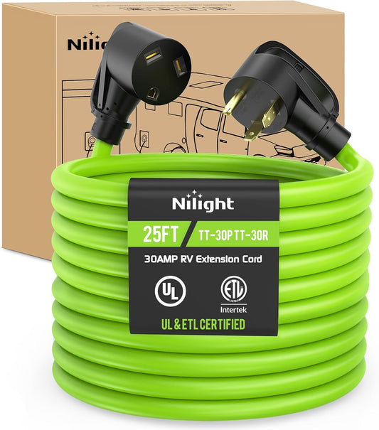 Nilight 25FT 30 Amp RV Extension Cord for Heavy Duty Use