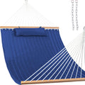 12 FT Double Quilted Fabric Hammock with Spreader Bars - Roomy Comfort