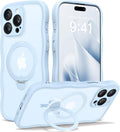 CAPRARO iPhone 15 Pro Case with 360 Spin Magnetic Stand - Light Blue