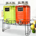 2 Gallon Glass Drink Dispensers for Parties with Stand and Spigot