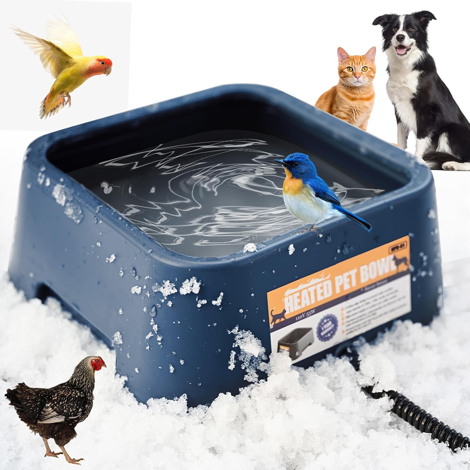 Chew-Resistant Heated Water Bowl for Pets