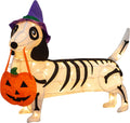 Pre-lit 25.5 in Halloween Skeleton Dachshund Dog with Twinkle Lights