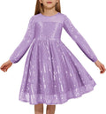 Danna Belle Girl Sequin Party Dress - Sparkle Long Sleeve A-Line