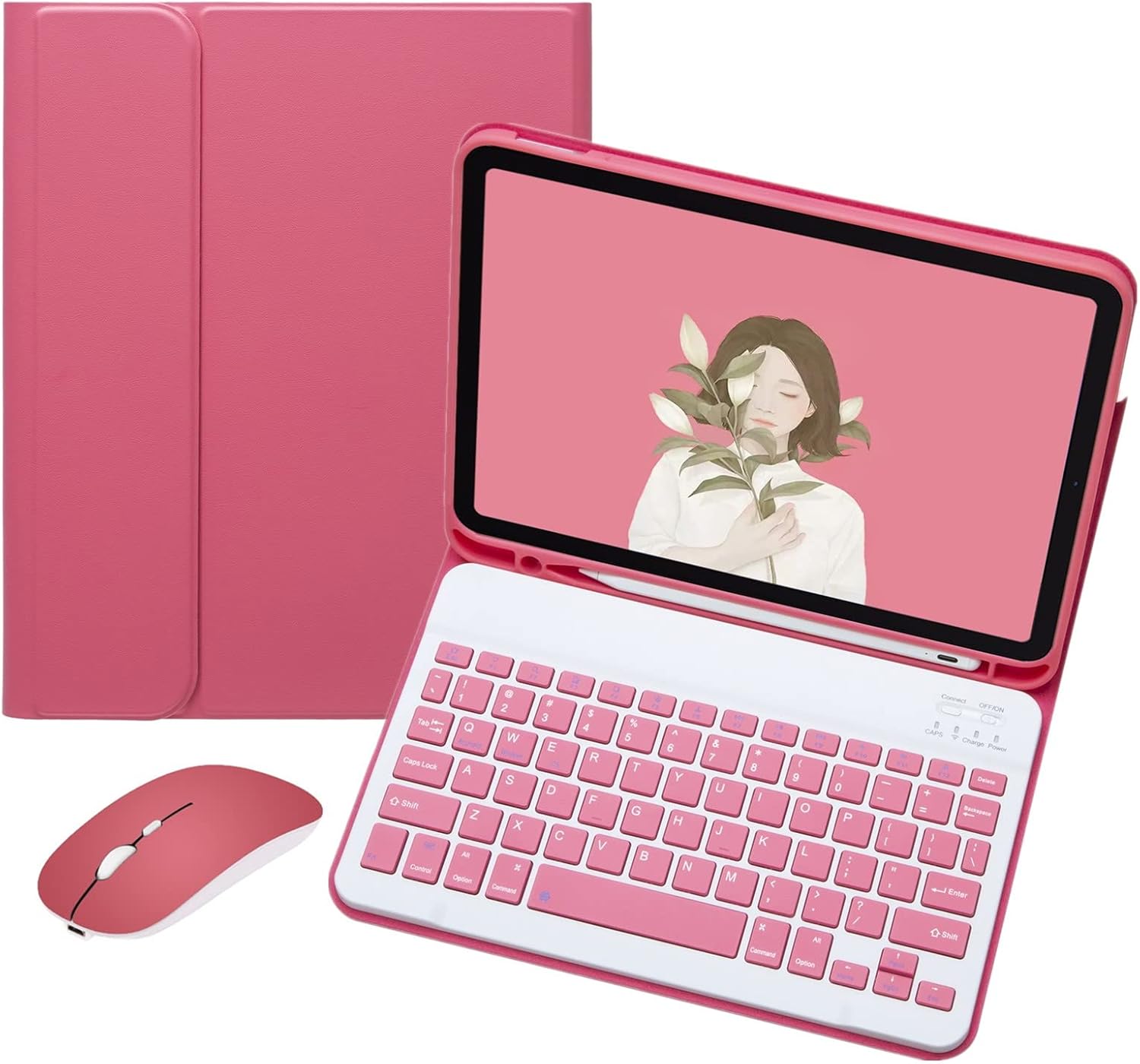 Keyboard Case for iPad 11th Gen with Cute Color Wireless Mouse