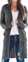 Long Sleeve Cable Knit Long Cardigan for Women - Cozy Layering is