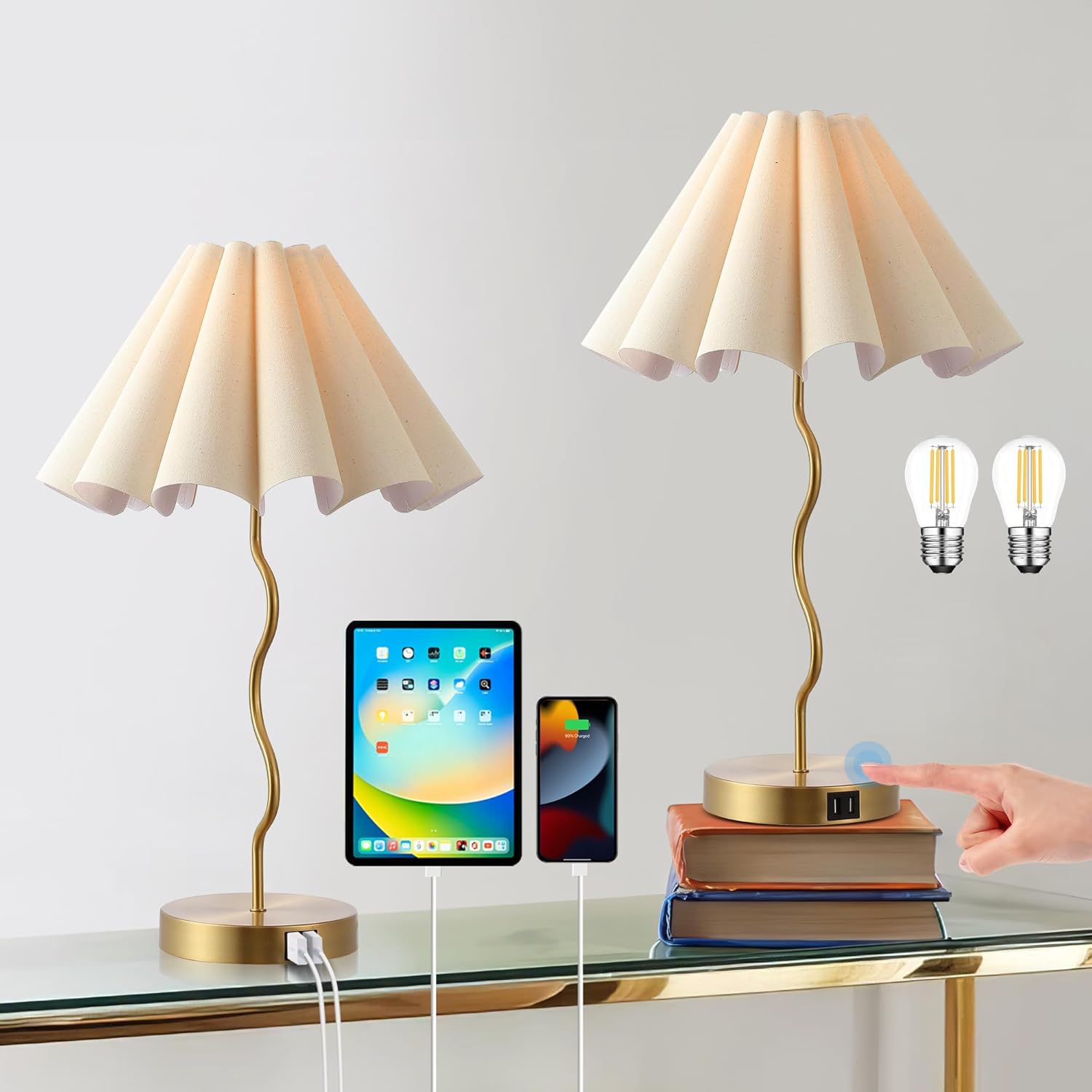 Modern Touch Dimmable Table Lamps Set of 2 for Bedroom