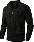 JMIERR Men's Casual Quarter Zip Pullover Sweater for Everyday Wear