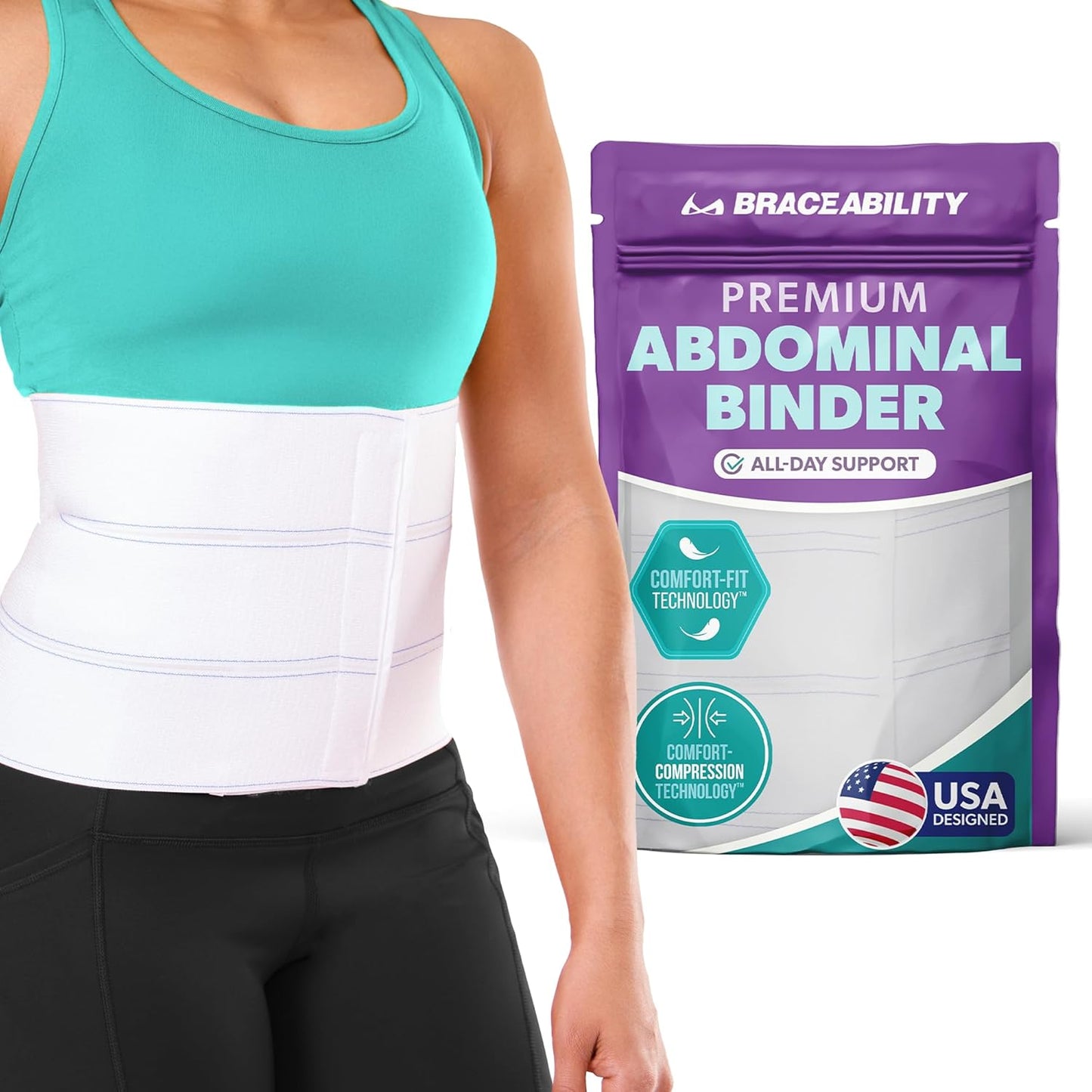 BraceAbility Medical Abdominal Stomach Binder for Recovery