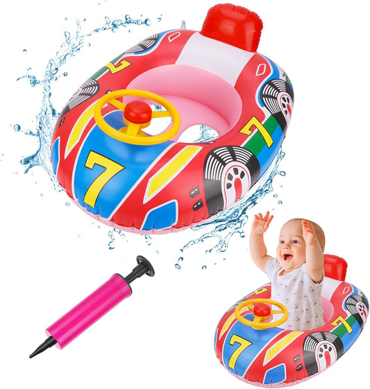 Inflatable Cartoon Car Baby Swim Ring - Pink