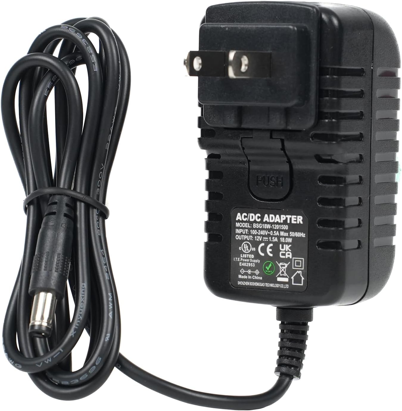 UL Listed 12V Power Adapter - Safe & Easy Use