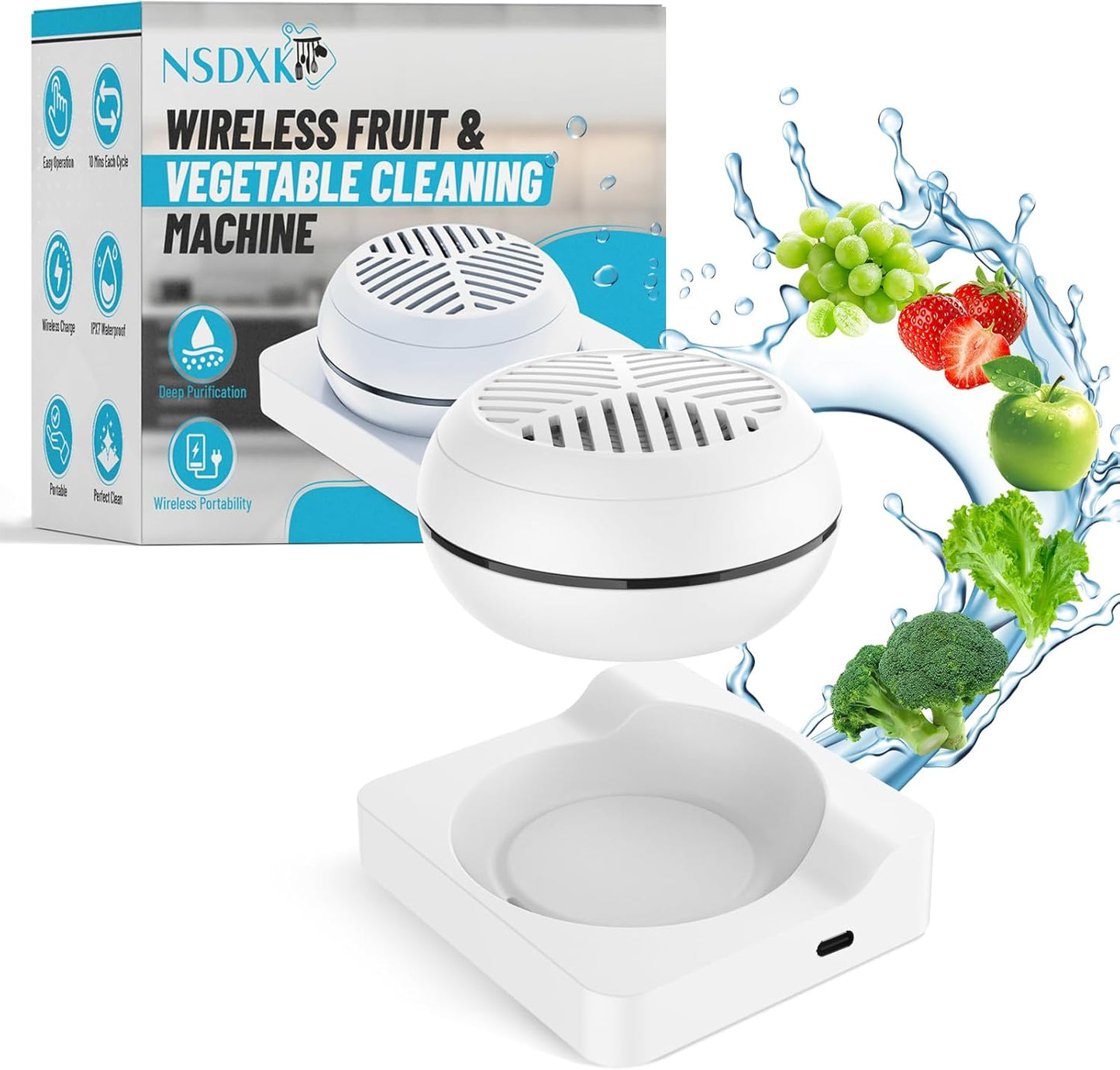 Portable USB Wireless Fruit and Vegetable Washing Machine
