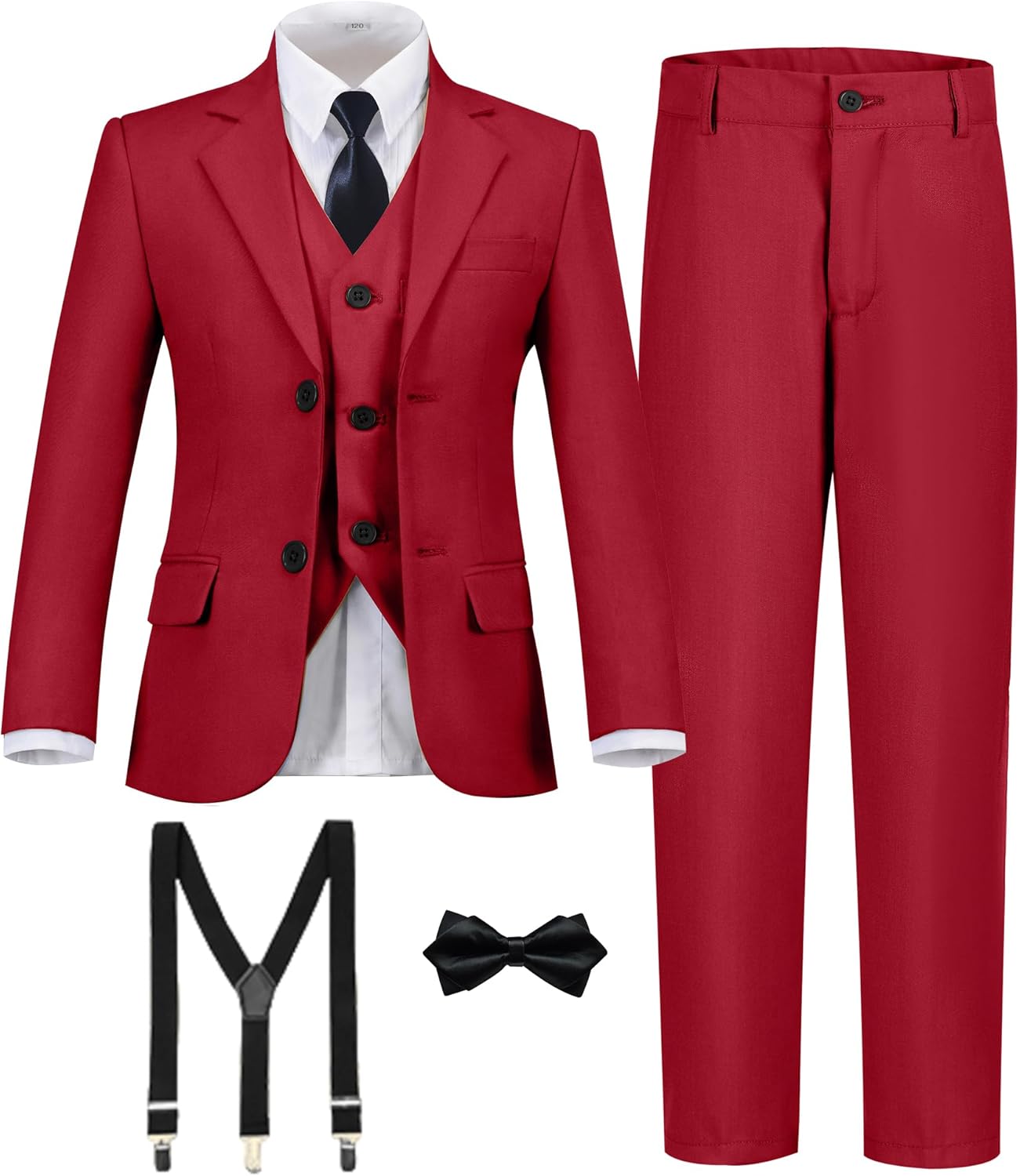 Boys Formal Suit 7 Piece Slim Fit Tuxedo for Kids and Teens