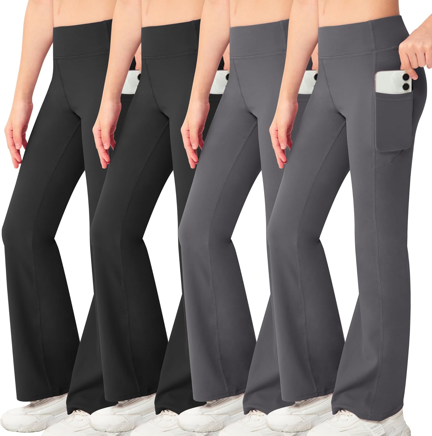 NORMOV Girl's Bootcut Yoga Pants with Pockets for Comfort