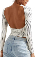 SUUKSESS Women Backless Going Out Top - Double Lined Long Sleeve