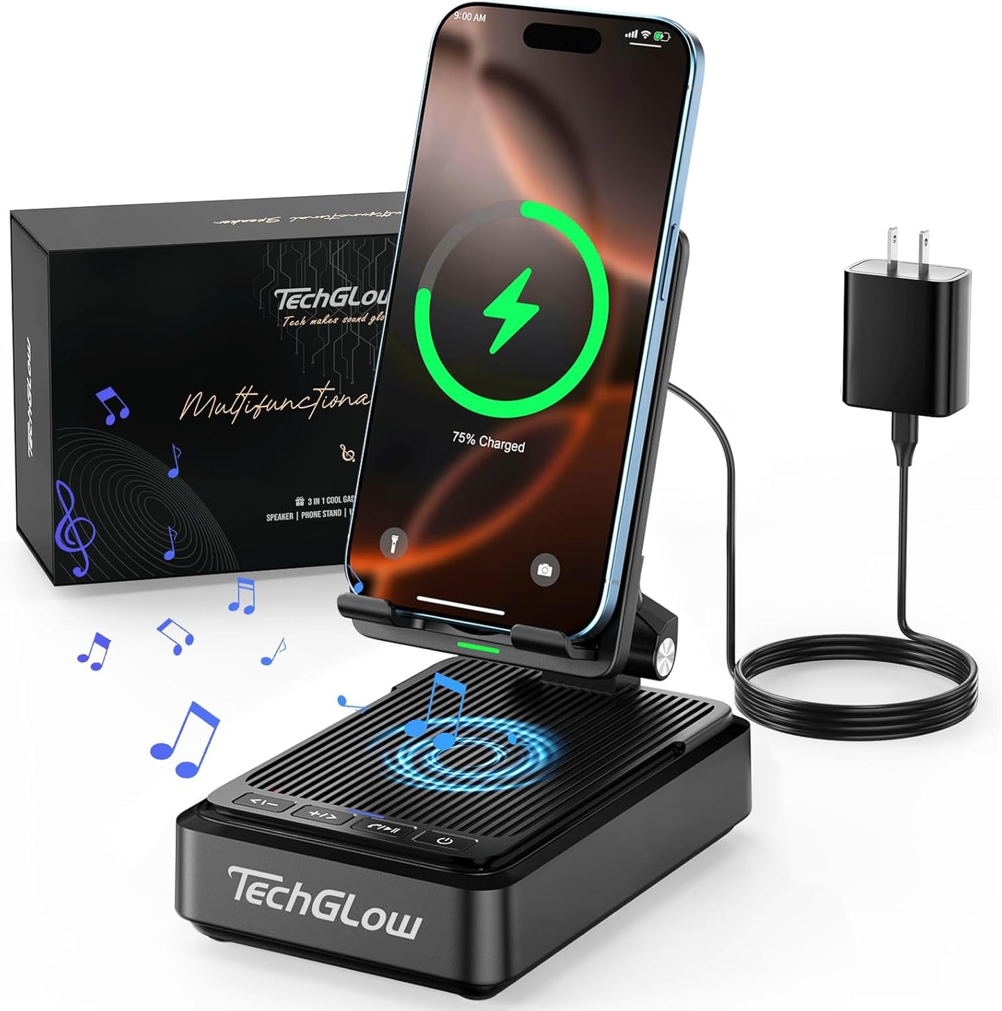Bluetooth Speaker with Phone Stand and Wireless Charger Gift