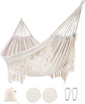 Indoor Hammock with Macrame Fringe for 2 Persons - Large Comfortable
